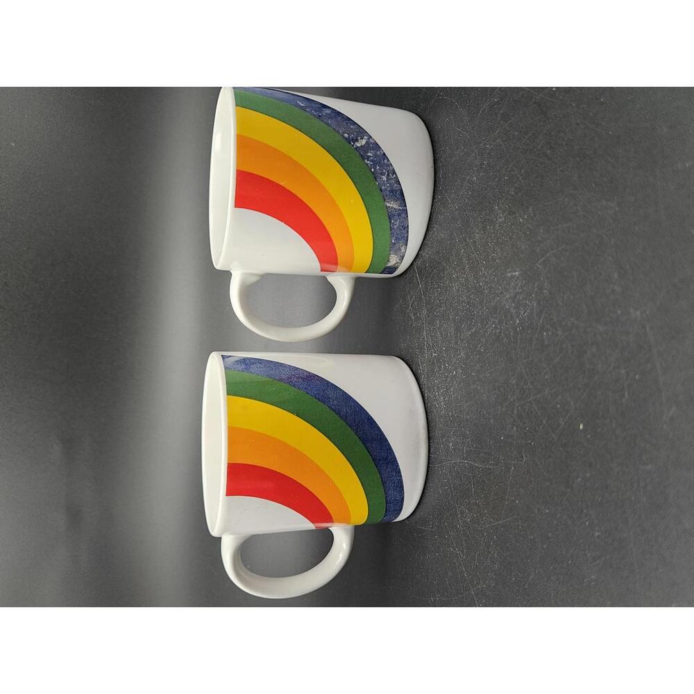 Vintage 1984 FTD Rainbow Mugs - Set of 2 Stranger Things Prop Style 80s Retro